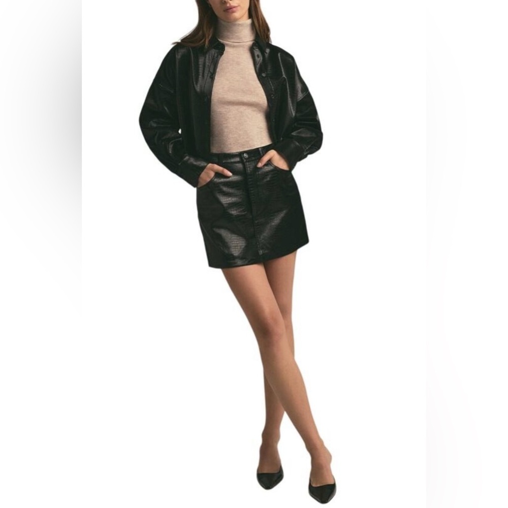 Favorite Daughter The Shay Embossed Faux Leather Mini Skirt